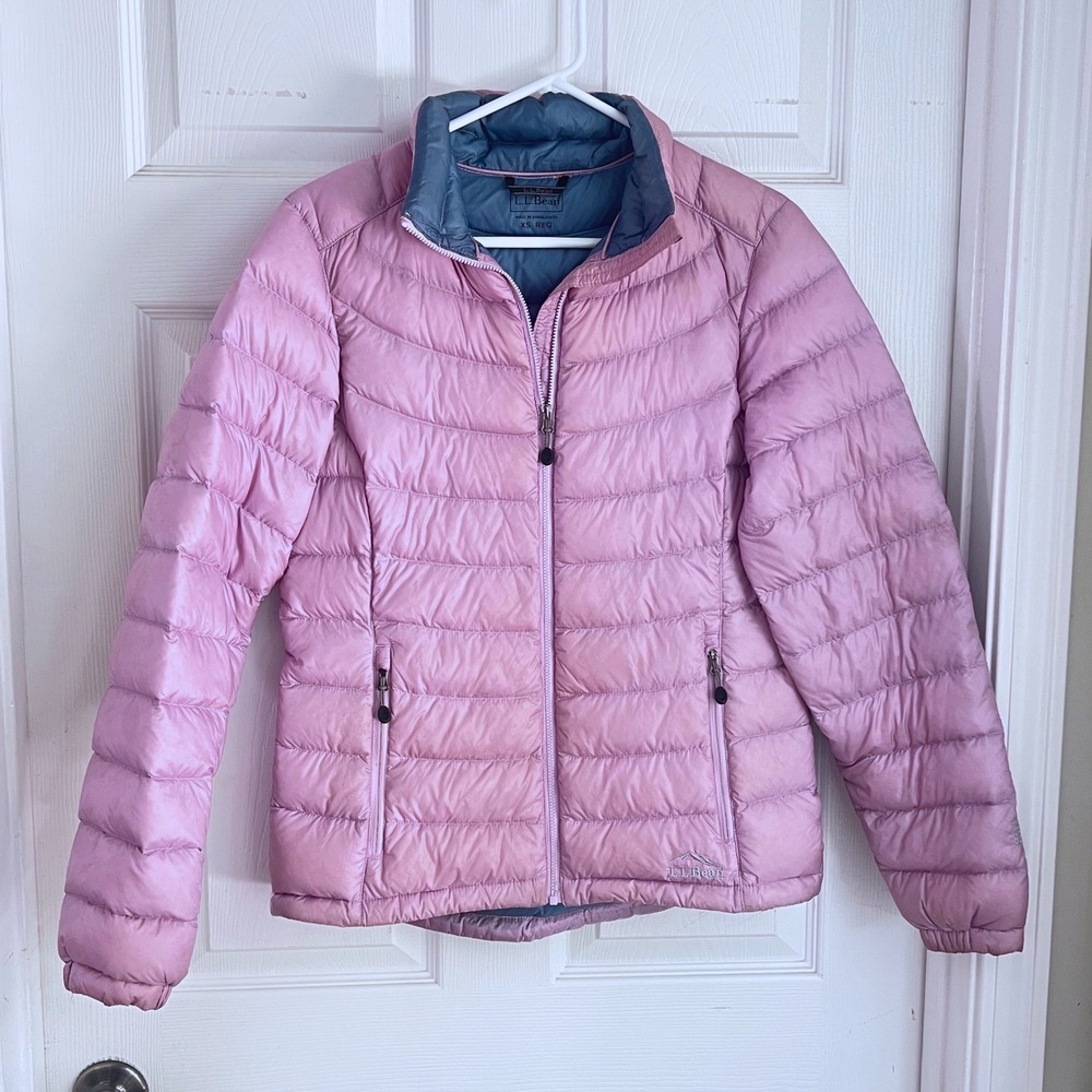 LL Bean Ultralight 850 Down Puffer Jacket XS Women Quilted Lavender Pink Hiking